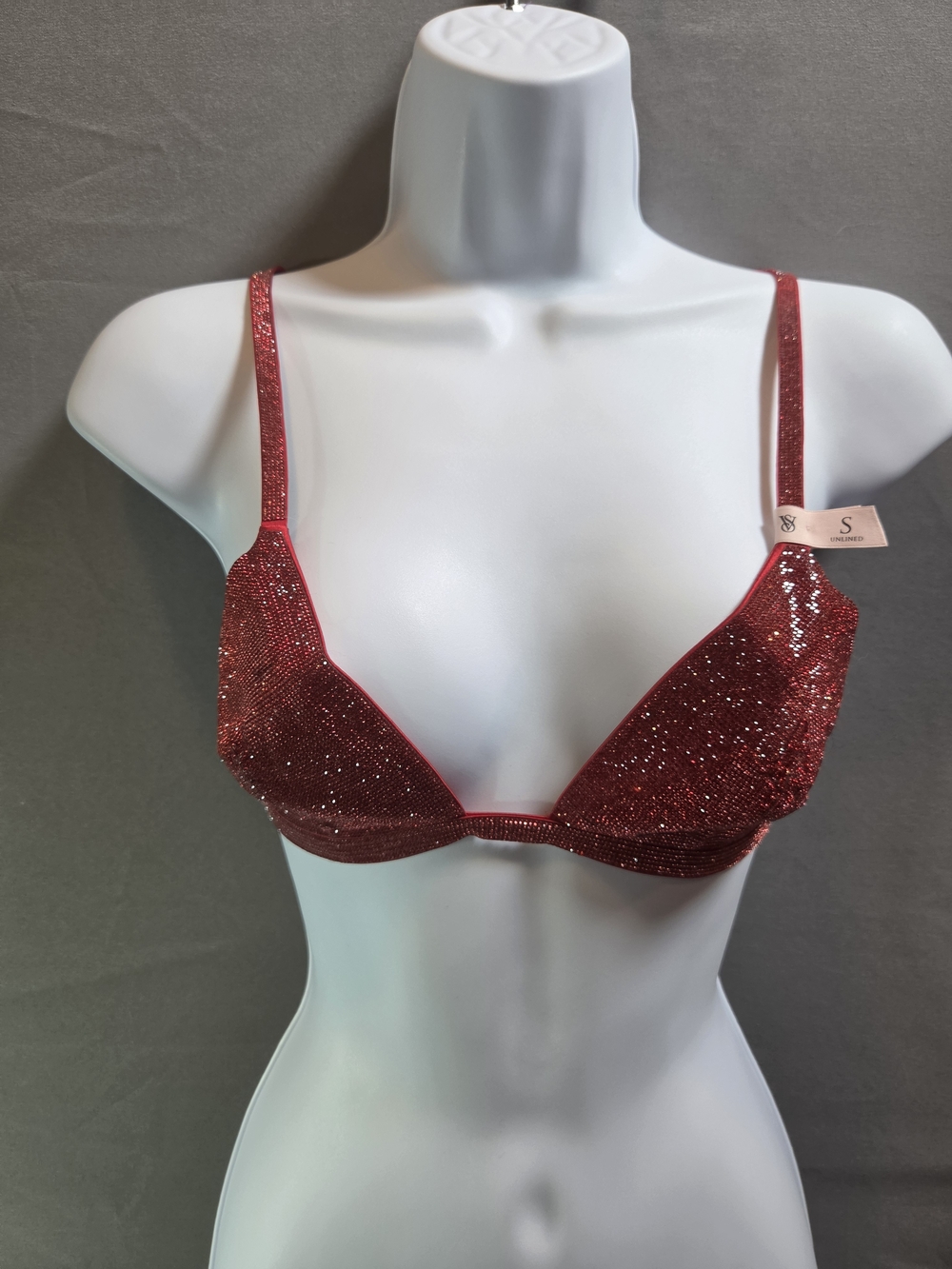 NWT Victoria’s Secret Very Sexy Shine Crystal Bralette Top S Red Lipstick